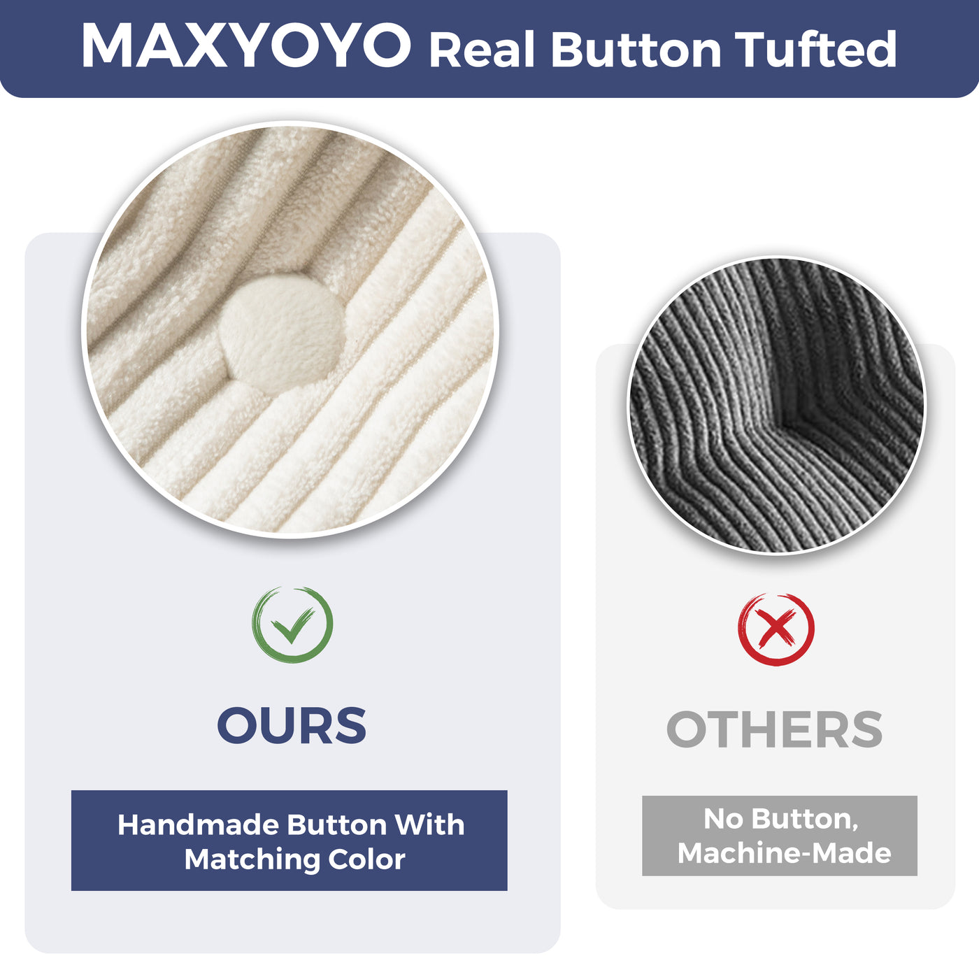 MAXYOYO 8" Futon Mattress Full Size, Ultra Thick Futons Sofa Couch Bed Tufted Sleeper Sofa Bed, Floor Mattress for Adults, Shredded Foam Filling (Frame Not Included), Beige