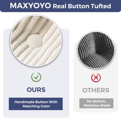 MAXYOYO 8" Futon Mattress Full Size, Ultra Thick Futons Sofa Couch Bed Tufted Sleeper Sofa Bed, Floor Mattress for Adults, Shredded Foam Filling (Frame Not Included), Beige
