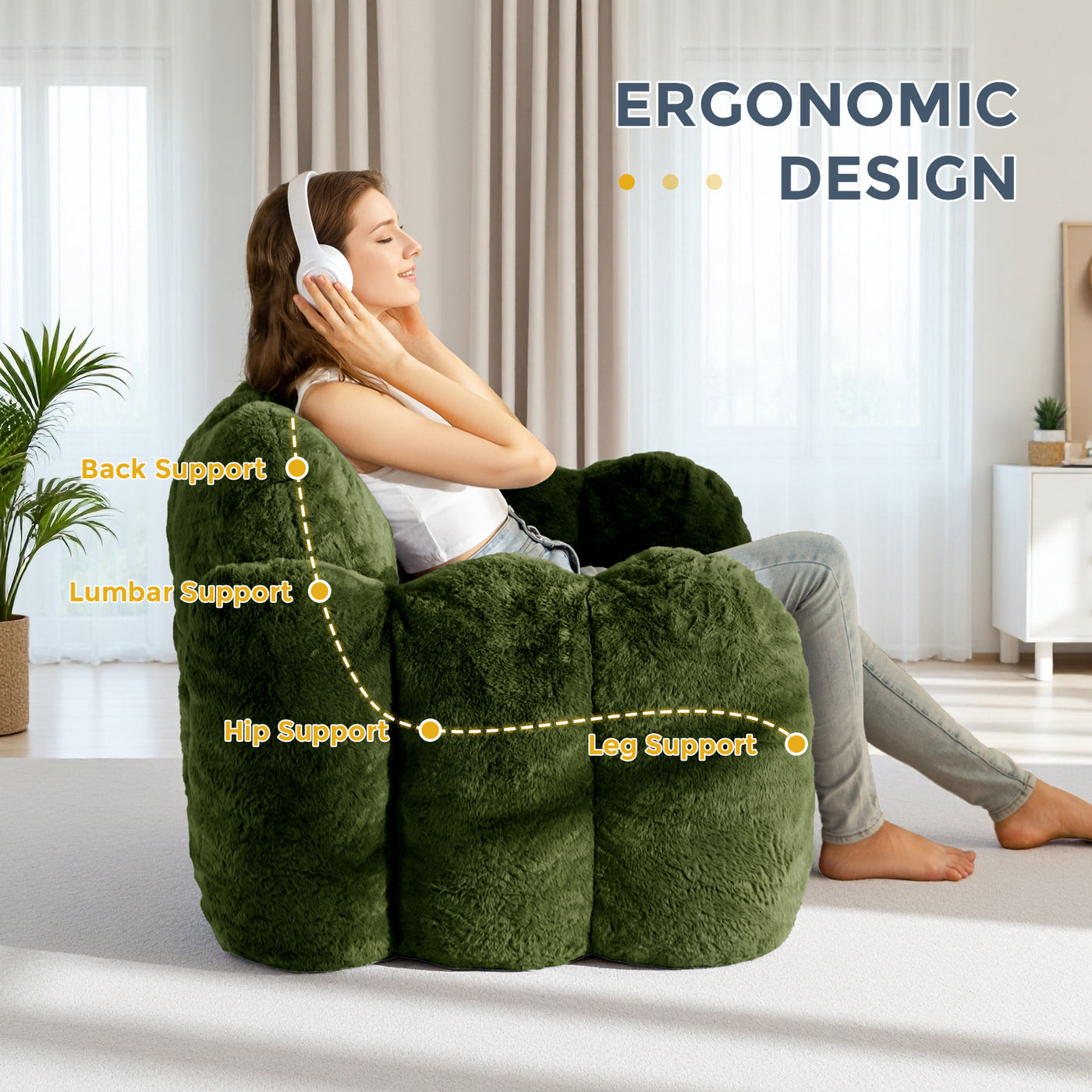 MAXYOYO Cloud Bean Bag Chair – Soft Floor Sofa for Adults, Single Floor Couch