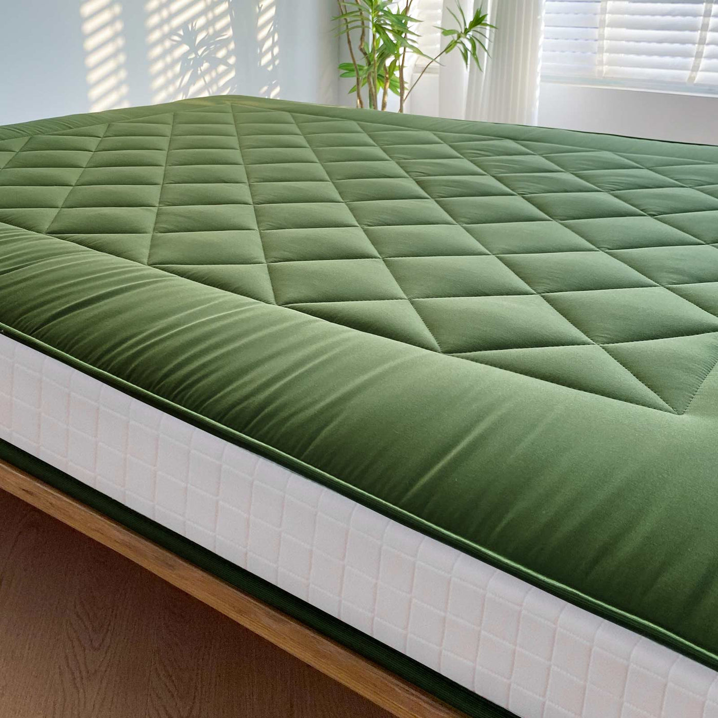 MAXYOYO 6" Extra Thick Japanese Futon Mattress, Stylish Diamond Quilting Floor Bed For Bedroom, Green