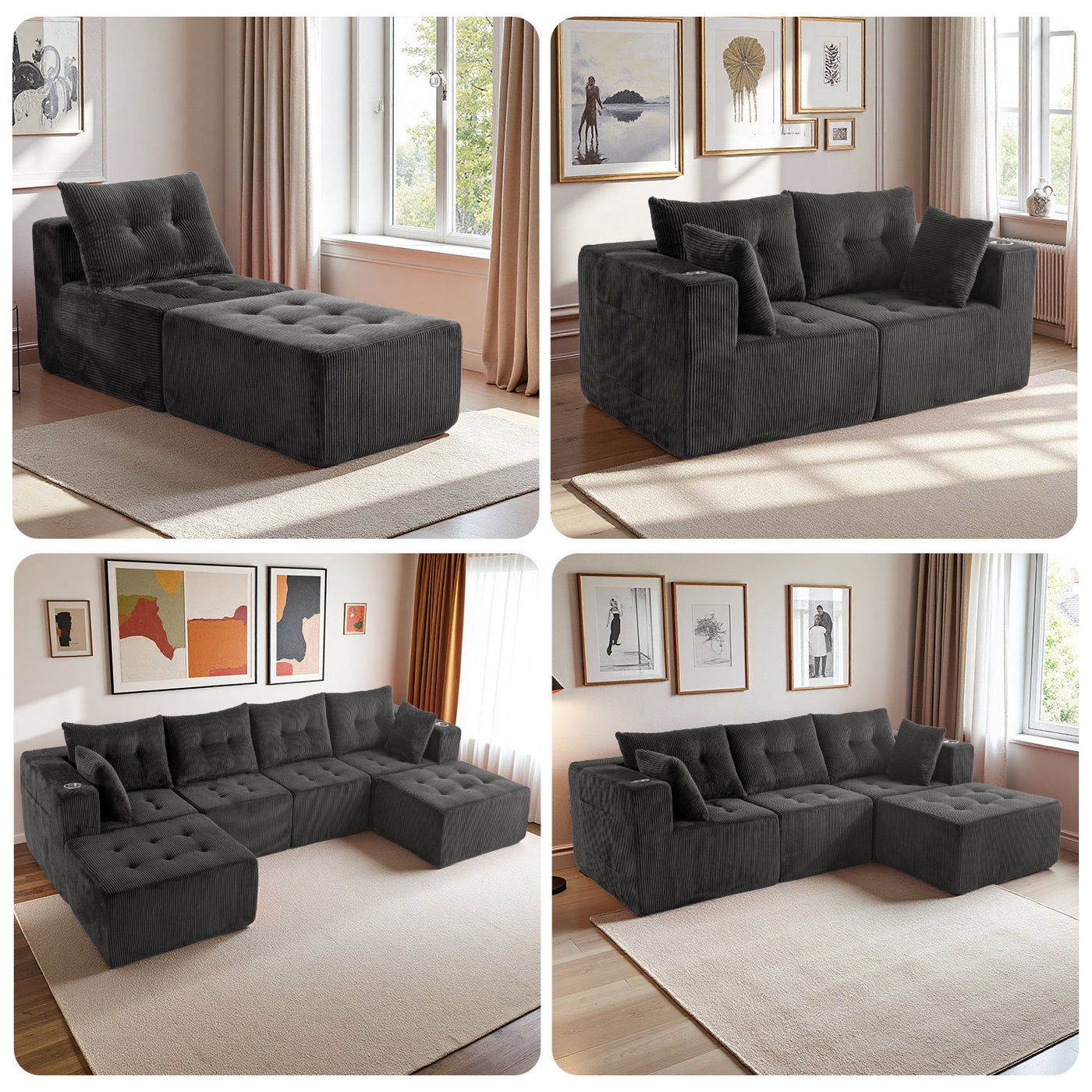 L Shaped Modular Sofa #color_grey