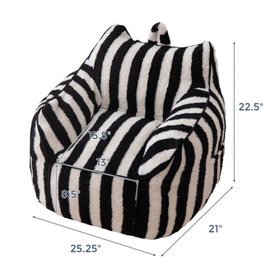 MAXYOYO Kids Bean Bag Chair, Sherpa Bean Bag Couch with Decorative Edges for children's room (Stripe Black)