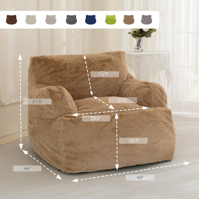 MAXYOYO Giant Bean Bag Chair, Faux Fur Stuffed Bean Bag Couch for Living Room, Khaki