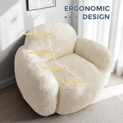 MAXYOYO Pebble-Shaped Bean Bag Chair – Faux Fur Floor Sofa with Backrest & Armrests