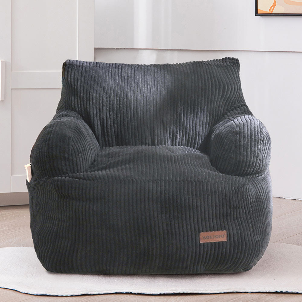 MAXYOYO Kids Bean Bag Chair, Stuffed Toddler Bean Bag Sofa with Filler Bean Bag Chair for Boys and Girls, Dark Grey