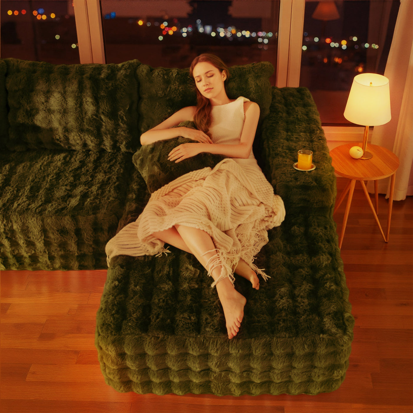 MAXYOYO Bubble 104" Modular Sectional Couch with L-Shape Chaise, Modern Boneless Couch for Living Room, Sofa in A Box