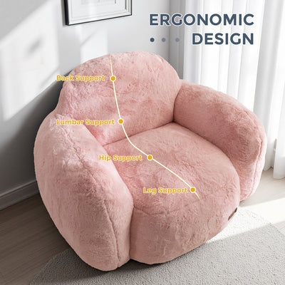 MAXYOYO Pebble-Shaped Bean Bag Chair – Faux Fur Floor Sofa with Backrest & Armrests