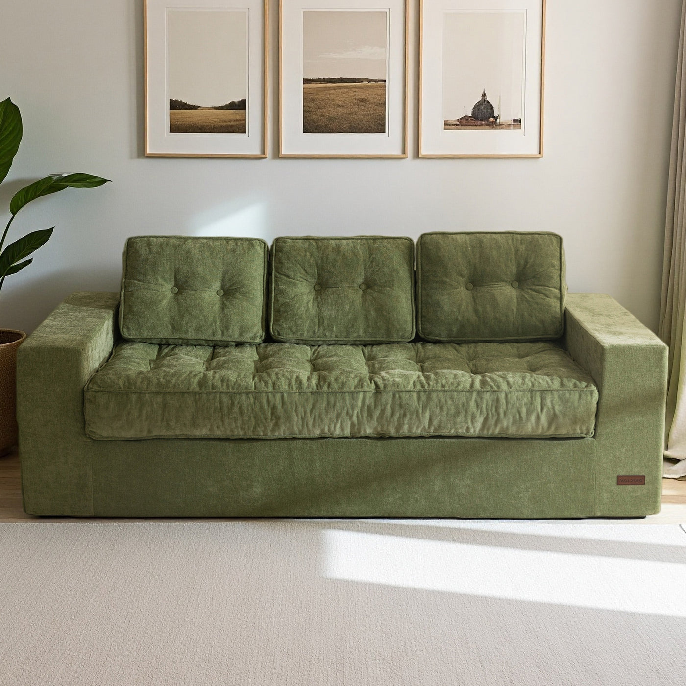 MAXYOYO Boneless Floor Sofa: Chenille 3-Seater Couch (Sofa in a Box)
