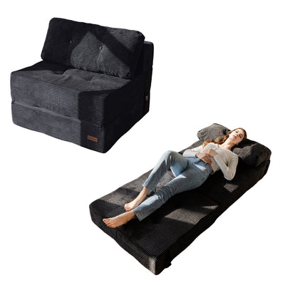 MAXYOYO Folding Sofa Bed, Convertible Sofa Bed with High-Density Support Foam for Living Room Bedroom, Black