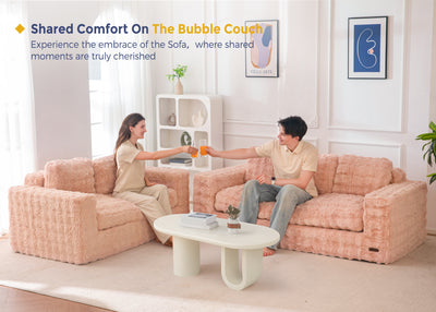 MAXYOYO 3 Seater Sofa for Living Room, Tufted Boneless Couch Bubbled Sofa Couch, Comfy Bean Bag Chair for Bedroom Apartment, No Assembly Needed