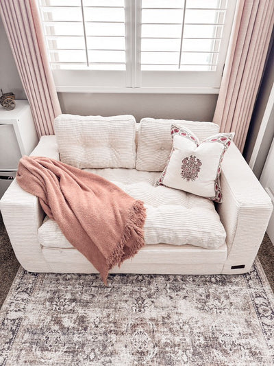 MAXYOYO Convertible Sofa Bed - Folding Out Floor Couch with Pillows, Beige