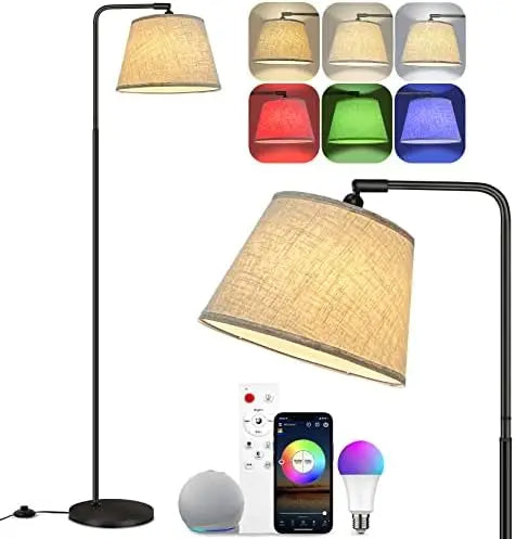 Smart LED Arc Floor Lamp for Living Room, Works with Alexa and Google Home