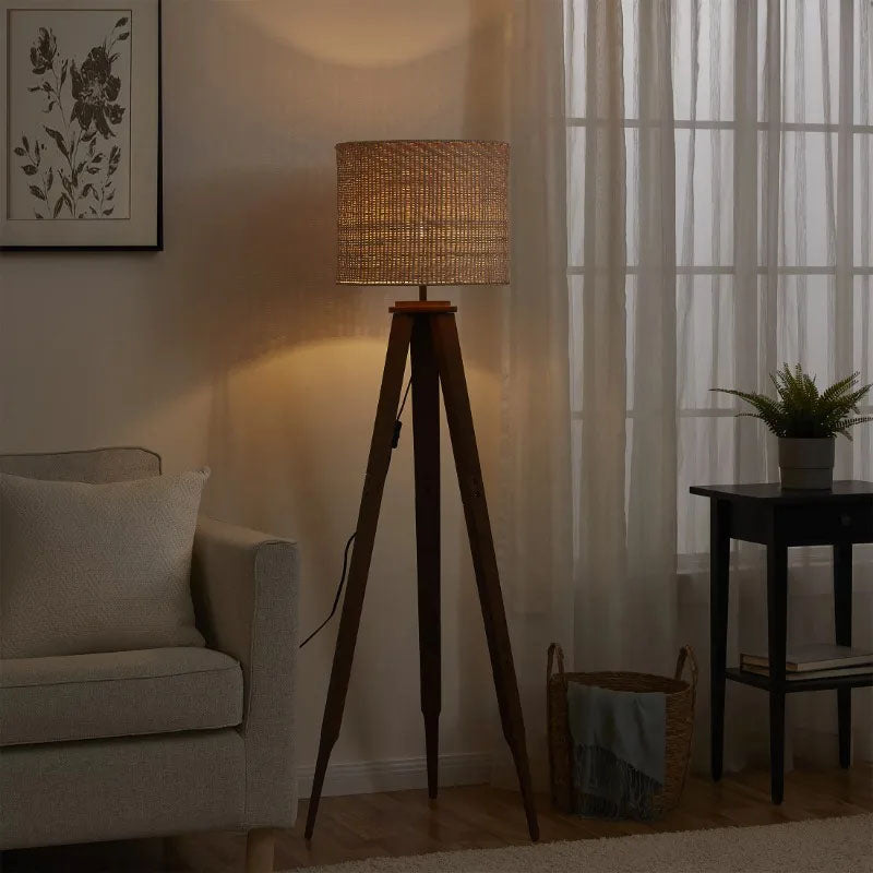 60" Wooden Tripod Floor Lamp Modern Standing Floor Lamp