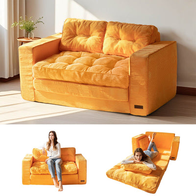 MAXYOYO Convertible Sofa Bed - Pull Out Loveseat Sleeper Sofa, Orange