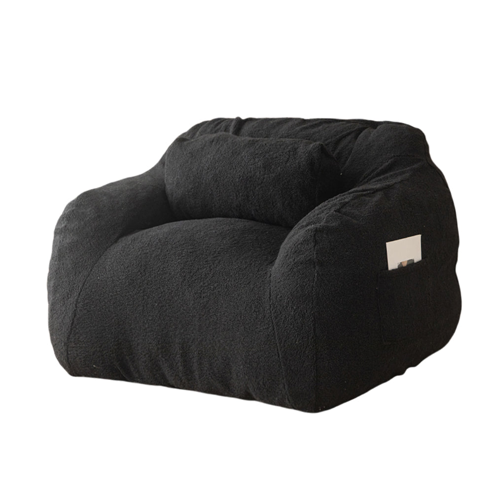 MAXYOYO Giant Bean Bag Chair with Pillow, Fuzzy Comfy Large Bean Bag Chair Couch for Reading and Gaming, Black