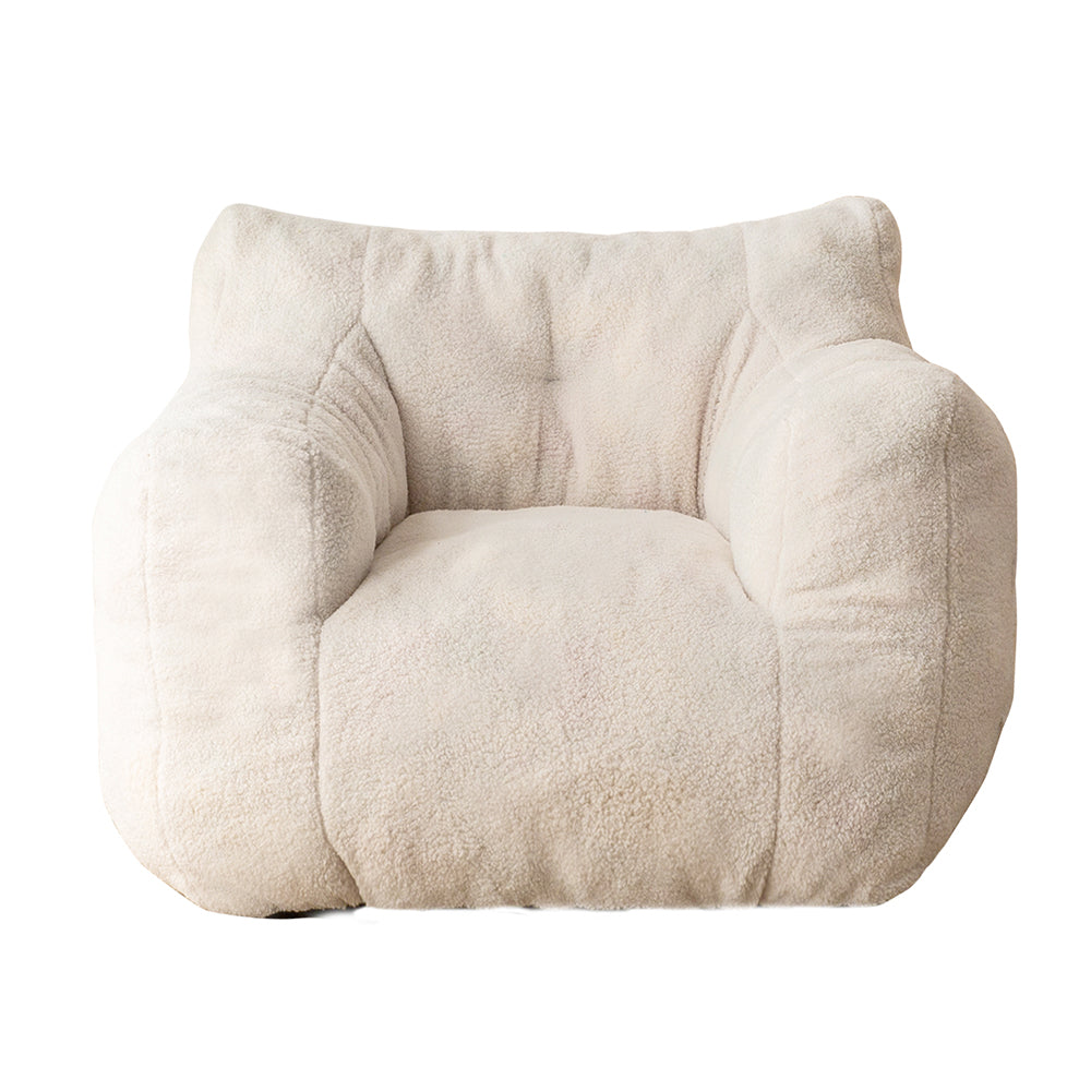 MAXYOYO Sherpa Bean Bag Chair, Boucle Tufted Bean Bag Couch, Living Room Bean Bag Lazy Sofa for Adults Kids, Beige