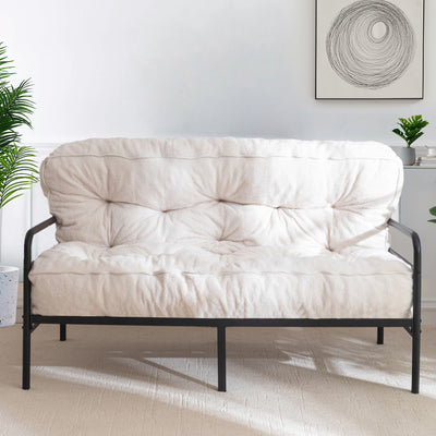 MAXYOYO 8" Tufted Futon Sofa Couch Bed, Thick Thick Boucle Floor Futon Mattress for Adults (Mattress Only), Beige