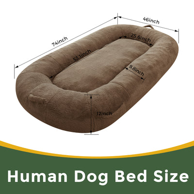 MAXYOYO Human Dog Bed, Faux Fur Giant Bean Bag Bed for Humans and Pets, Coffee