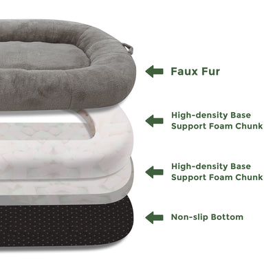 MAXYOYO Human Dog Bed, Faux Fur Giant Bean Bag Bed for Humans and Pets, Dark Grey