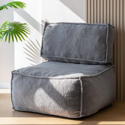 MAXYOYO 4 in 1 Modular Bean Bag Chair, Sherpa Bean Bag Floor Sofa Convertible Floor Cushion, Floor Pouf (Grey)
