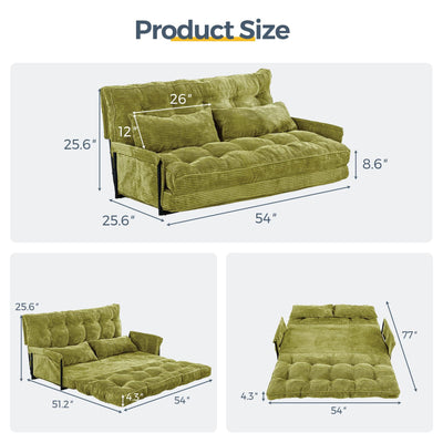 MAXYOYO Adjustable Floor Sofa Bed with 2 Pillows, Multi-Functional Bean Bag Sleeper Bed with Armrest for Reading Gaming, Green