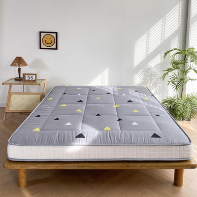 MAXYOYO 6" Extra Thick Futon Mattress Floor Mattress, Grey Triangle Pattern Mattress Pad Tatami Japanese Guest Floor Bed