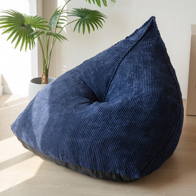 MAXYOYO Corduroy Bean Bag Chairs for Adult, Bean Bag Couch with Filler, Soft Lazy Sofa 43"x41"x35", Navy