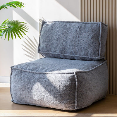 MAXYOYO 4 in 1 Modular Bean Bag Chair, Sherpa Bean Bag Floor Sofa Convertible Floor Cushion, Floor Pouf (Dusty Blue)
