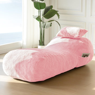 MAXYOYO Bean Bag Sofa with Pillow, Gaming Floor Bean Bag Couch Lounger, Pink