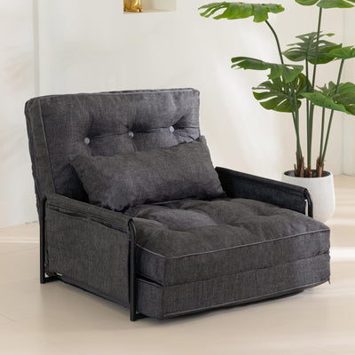 MAXYOYO Adjustable Floor Sofa Bed, Multi-Functional Folding Couch Bed with Pillows, Single Size, Grey
