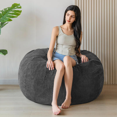MAXYOYO Corduroy Bean Bag Chair for Adults, Ultra Soft Fur Lazy Sofa, 3 ft, Dark Grey