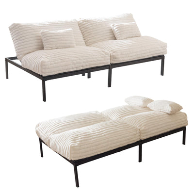 MAXYOYO Futon Sofa Bed Couch, Convertible Sleeper Sofa Bed, Futon Couch for Living Room, White