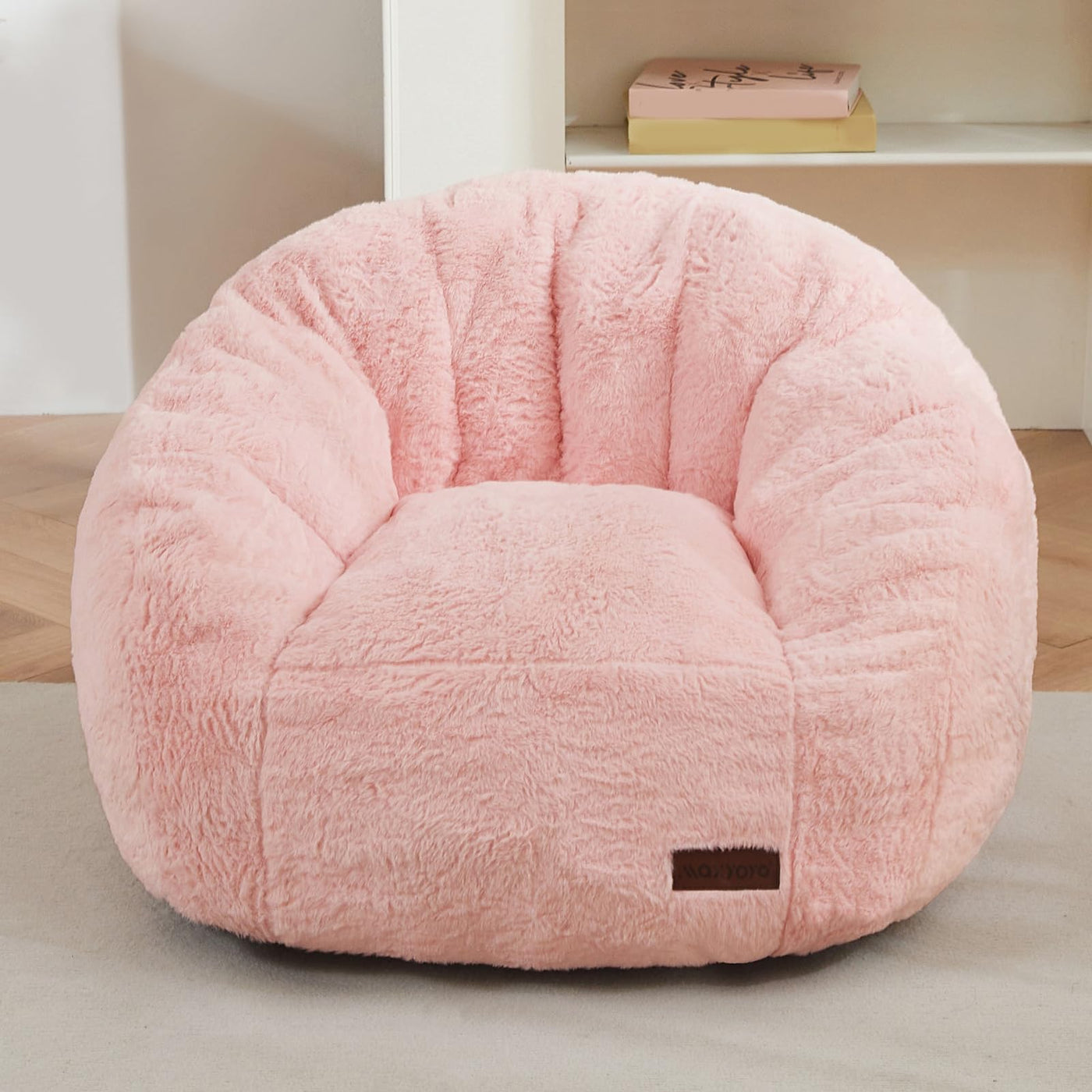 MAXYOYO Bean Bag Chair for Kids, Shell Shaped Bean Bag Couch for Boys and Girls, Pink