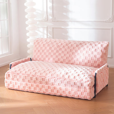 MAXYOYO Adjustable Lazy Floor Sofa, 5-Position Foldable Sleeper Chair with Armrest for Reading, Pink