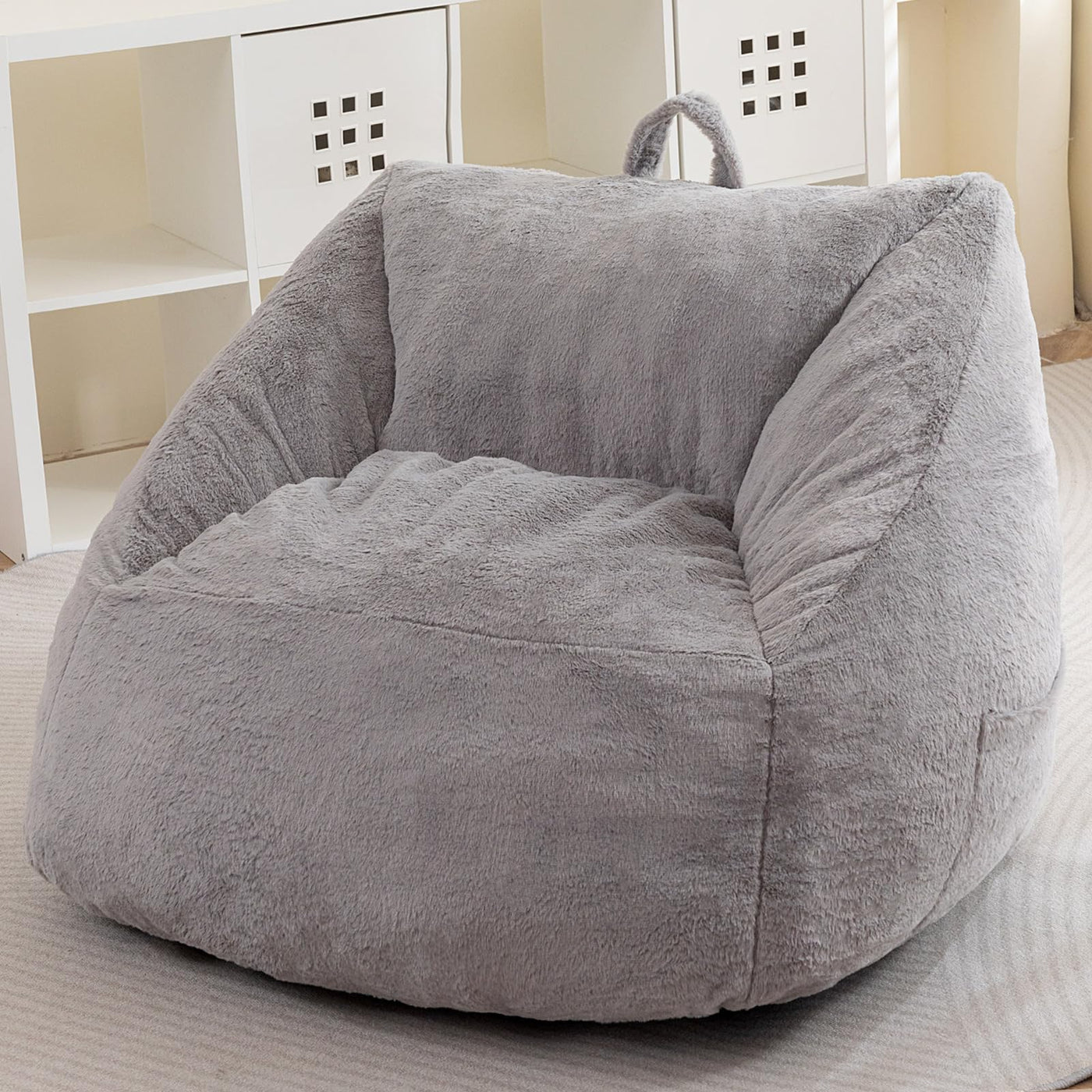 MAXYOYO Bean Bag Chairs for Adults and Kids/Teens, Floor Sofa with Handle for Gaming Reading Relaxing, Grey