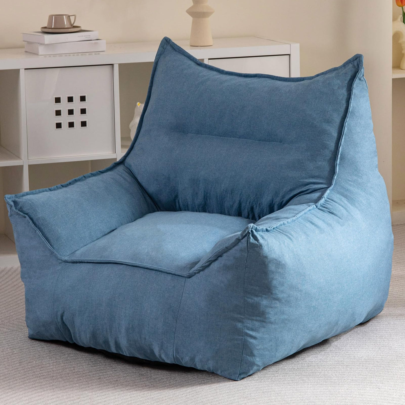 MAXYOYO Giant Bean Bag Chair, Bean Bag Sofa with Armrests for Adults, Bluestone