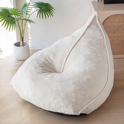 MAXYOYO Bean Bag Chairs for Adult, Giant Bean Bag Couch with Filler, Shaggy-beige