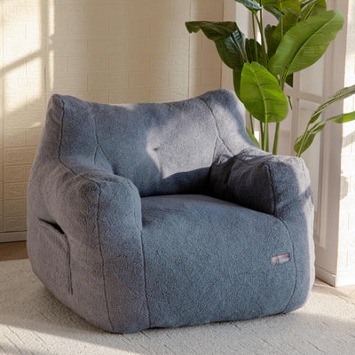 MAXYOYO Bean Bag Chair, Tufted Bean Bag Chair with Boucle Fabric, Comfy Lazy Sofa with Filler for Adults Teens, Dusty Blue
