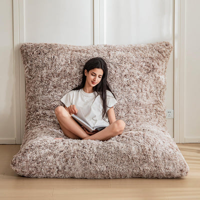 MAXYOYO 3 in 1 Bean Bag Chair, Giant Bean Bag Sofa Bed, Floor Mattress with High-Density Foam Filling, Coffee