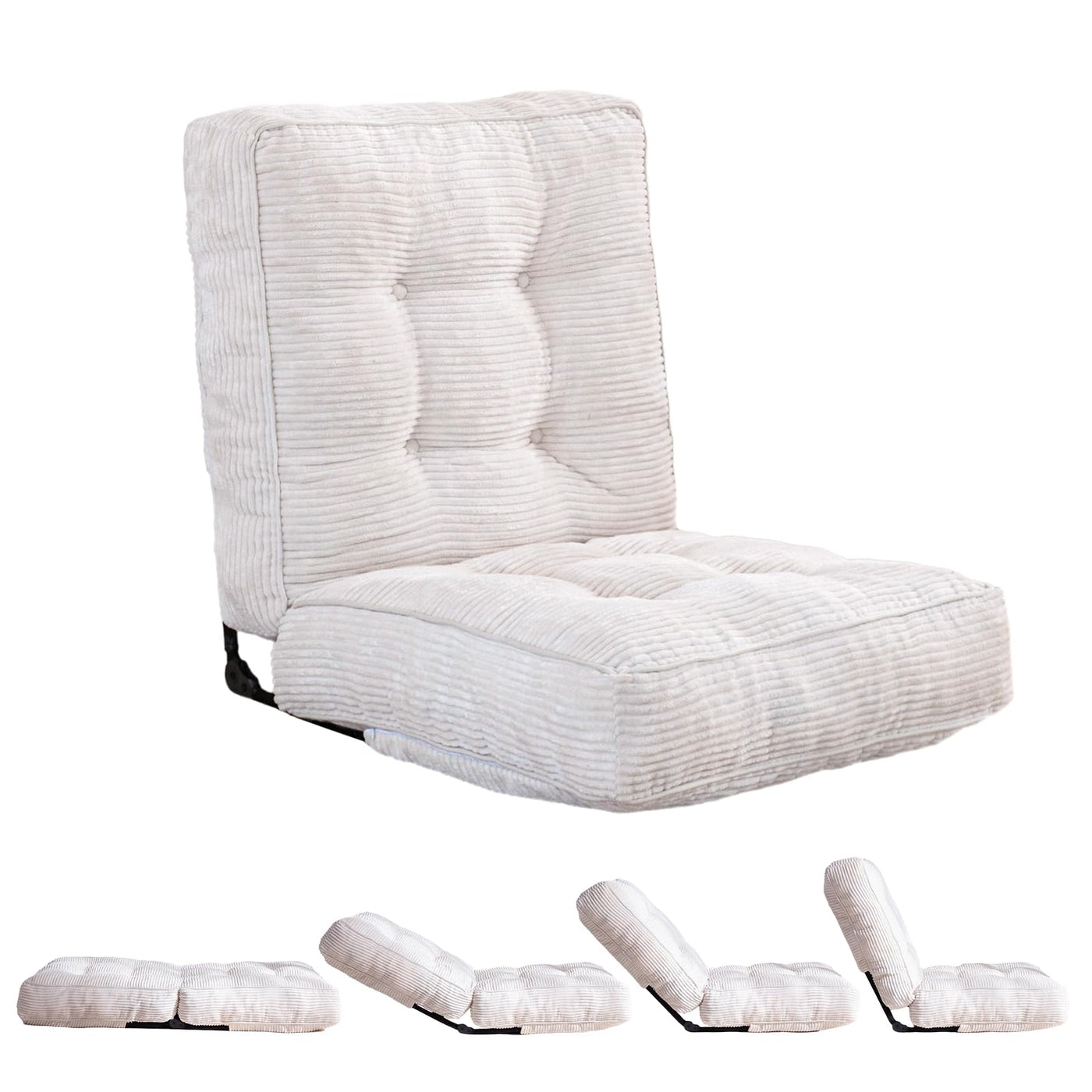 MAXYOYO Adjustable Floor Chair with Back Support, Gaming Chair Floor Meditation Chair, Beige