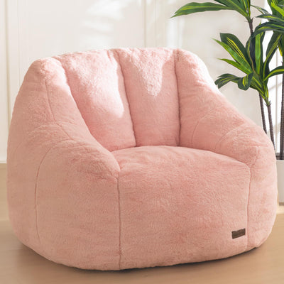 MAXYOYO Bean Bag Chair, Faux Fur Oversized Bean Bag Couch with High Backrest for Living Room, Bedroom, Apartment (Pink)