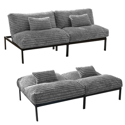 MAXYOYO Futon Sofa Bed Couch, Convertible Sleeper Sofa Bed, Futon Couch for Living Room, Grey