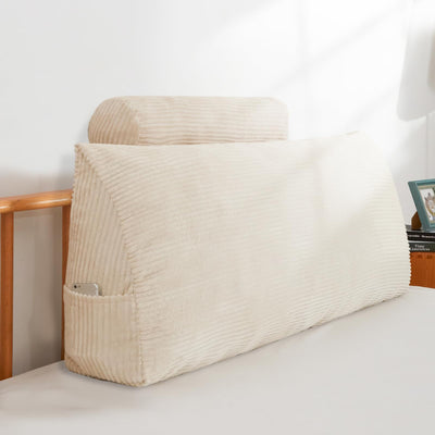 MAXYOYO Wedge Headboard Pillow with Cylindrical Pillow and Removable Cover, Beige