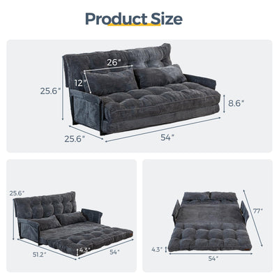 MAXYOYO Adjustable Floor Sofa Bed with 2 Pillows, Multi-Functional Bean Bag Sleeper Bed with Armrest for Reading Gaming, Dark Grey