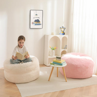 MAXYOYO Bean Bag Chair Bed for Kids, Convertible Bean Bag Folds from Lazy Chair to Floor Mattress Bed, Beige