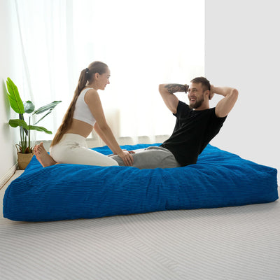 MAXYOYO Giant Bean Bag Chair Bed for Adults, Convertible Beanbag Folds from Lazy Chair to Floor Mattress Bed, Blue