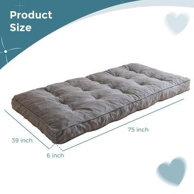 MAXYOYO 6" Futon Mattress, Thick Futons Sofa Couch Bed, Shredded Foam Filling, Medium Firm(Frame Not Included), Grey