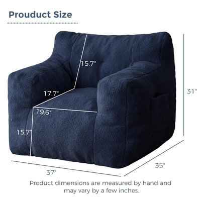 MAXYOYO Sherpa Bean Bag Chair, Boucle Tufted Bean Bag Couch, Living Room Bean Bag Lazy Sofa for Adults Kids, Navy