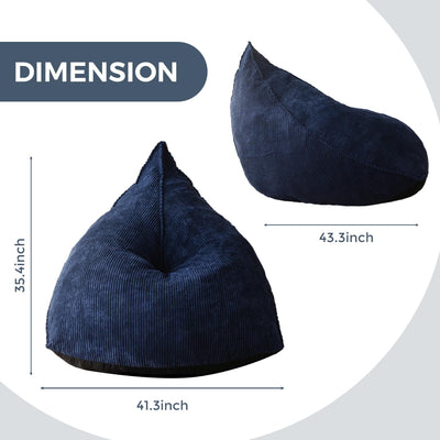MAXYOYO Corduroy Bean Bag Chairs for Adult, Bean Bag Couch with Filler, Soft Lazy Sofa 43"x41"x35", Navy