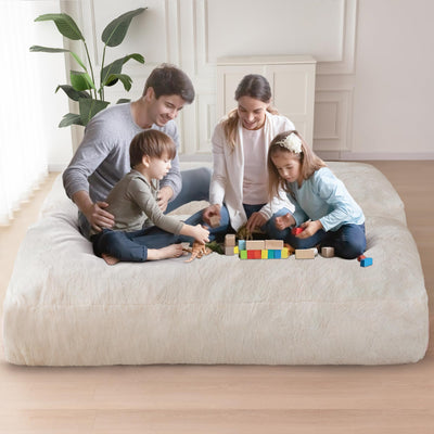 MAXYOYO Giant Bean Bag Chair Bed for Adults, Includes Two Beds, Convertible Beanbag Folds from Lazy Chair to Floor Mattress Bed, Big Sofa Bed, High-Density Foam Filling, Machine Washable, Beige